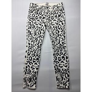 True Religion White and Black Leopard Skinny Jeans